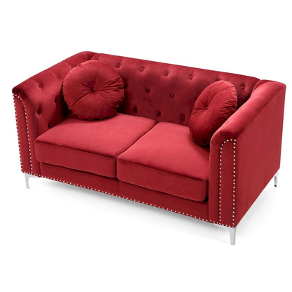 Pompano Velvet Button Tufted Loveseat