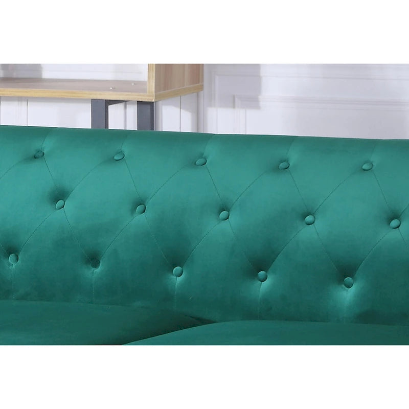Pompano Velvet Button Tufted Loveseat