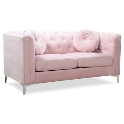 Pompano Velvet Button Tufted Loveseat