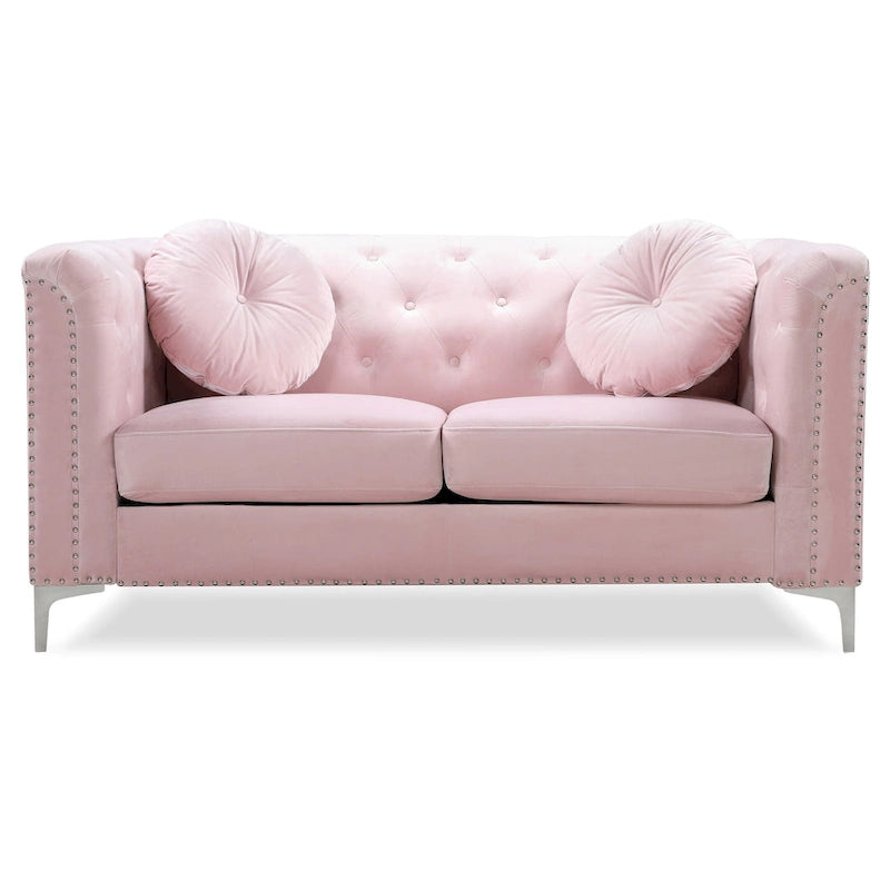 Pompano Velvet Button Tufted Loveseat