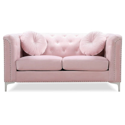 Pompano Velvet Button Tufted Loveseat