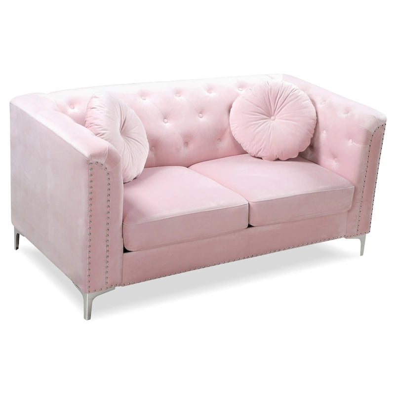 Pompano Velvet Button Tufted Loveseat