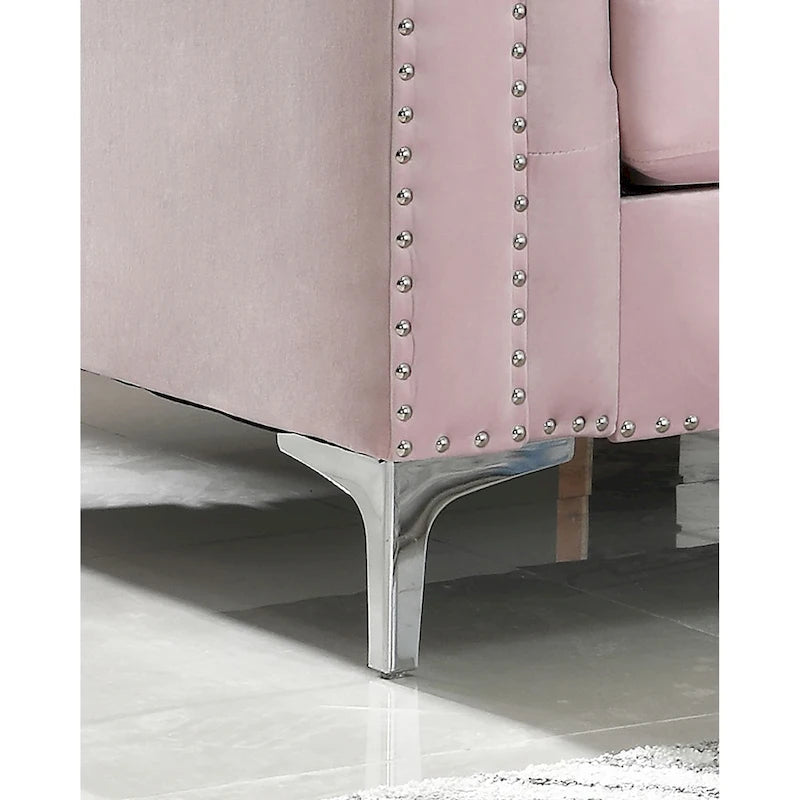 Pompano Velvet Button Tufted Loveseat