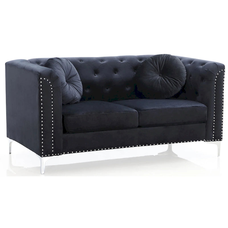 Pompano Velvet Button Tufted Loveseat