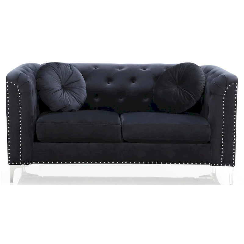 Pompano Velvet Button Tufted Loveseat