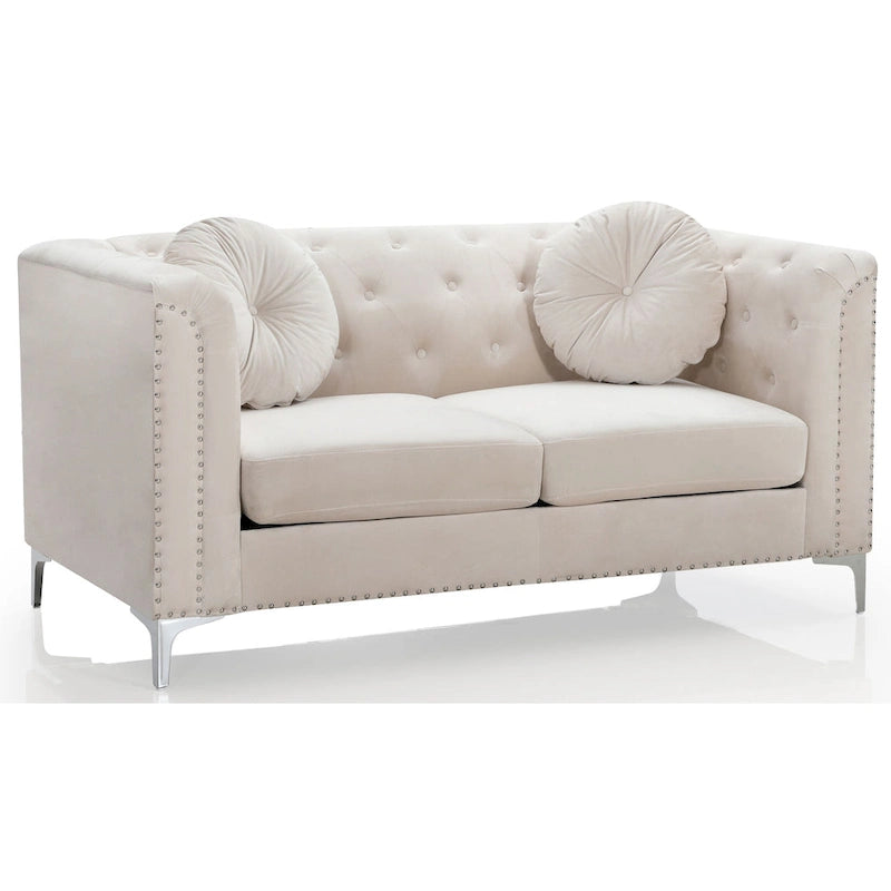 Pompano Velvet Button Tufted Loveseat