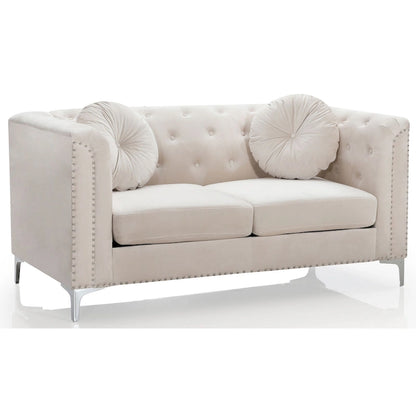 Pompano Velvet Button Tufted Loveseat