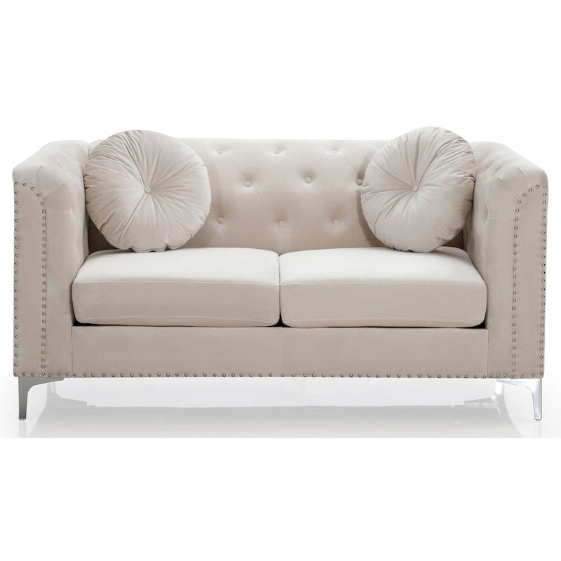 Pompano Velvet Button Tufted Loveseat