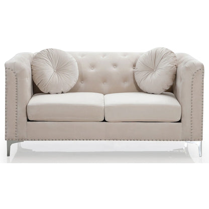 Pompano Velvet Button Tufted Loveseat