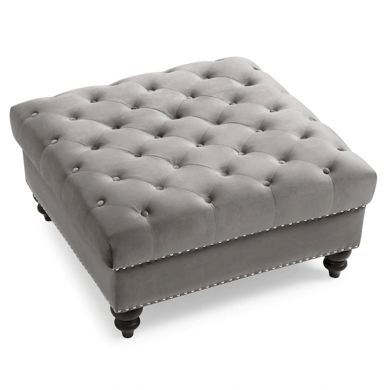 Nola Velvet Tufted Oversized Ottoman