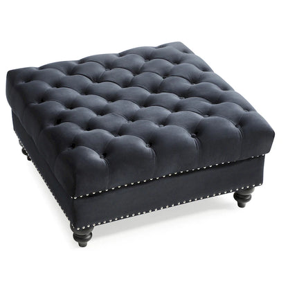 Nola Velvet Tufted Oversized Ottoman