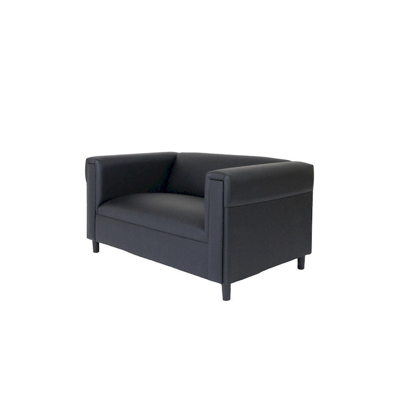 Coast to Coast Sofas Mid Century Modern Loveseat Sofa Faux Leather Solid Wood Frame Upholstered
