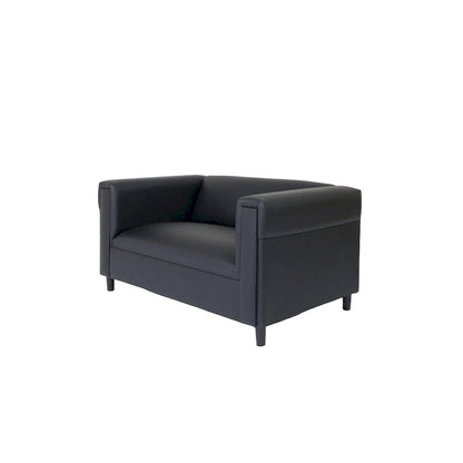Coast to Coast Sofas Mid Century Modern Loveseat Sofa Faux Leather Solid Wood Frame Upholstered