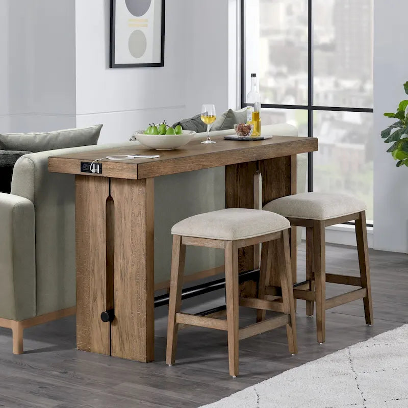 Landmark 60 Wide Sofa Table with 2 Legs, Weathered Oak