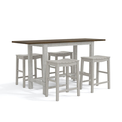 Tarala Farmhouse Wood 5-Piece Counter Height Table and Stool Set by Furniture of America