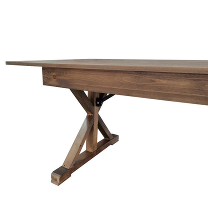 9' x 40 Rectangular Antique Rustic Solid Pine Folding Dining Table