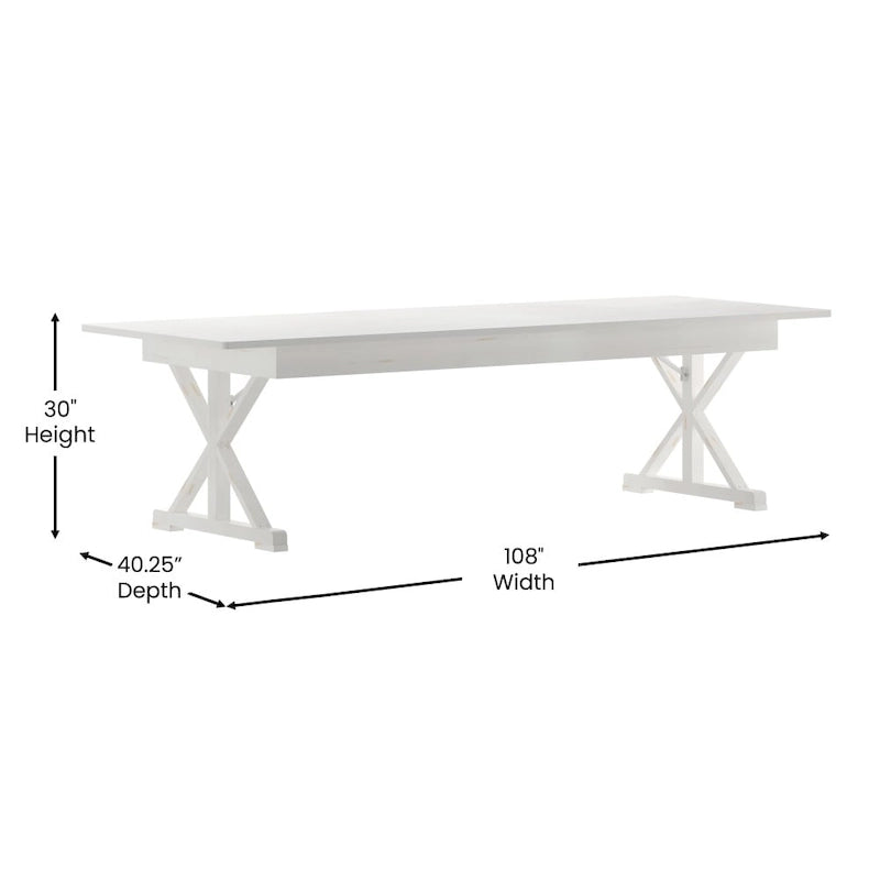 9' x 40 Rectangular Antique Rustic Solid Pine Folding Dining Table