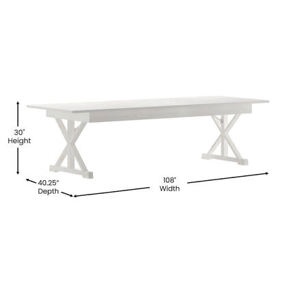 9' x 40 Rectangular Antique Rustic Solid Pine Folding Dining Table