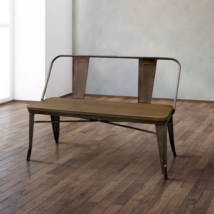 Furniture of America Rish Industrial Metal 47-inch Backed Dining Bench