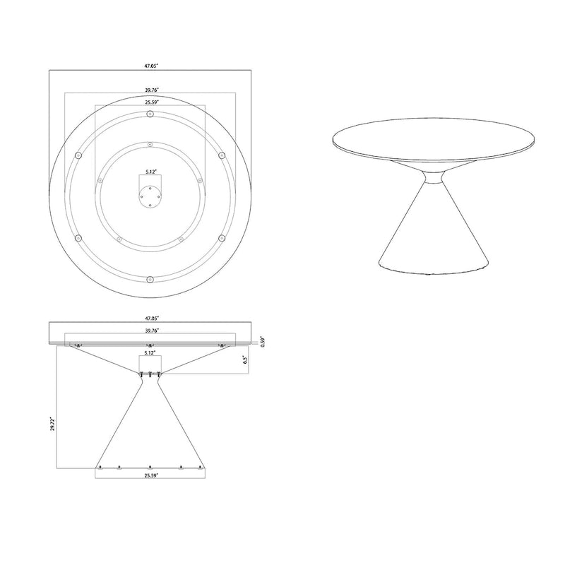 Somette Delphie Ceramic Top Dining Table