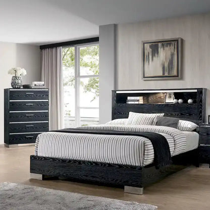 Furniture of America Champs Contemporary Solid Wood 2-Piece Storage Panel Bed and Tall Dresser Set