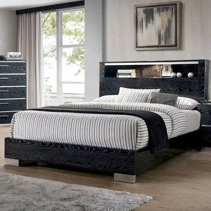 Furniture of America Champs Contemporary Solid Wood 2-Piece Storage Panel Bed and Tall Dresser Set