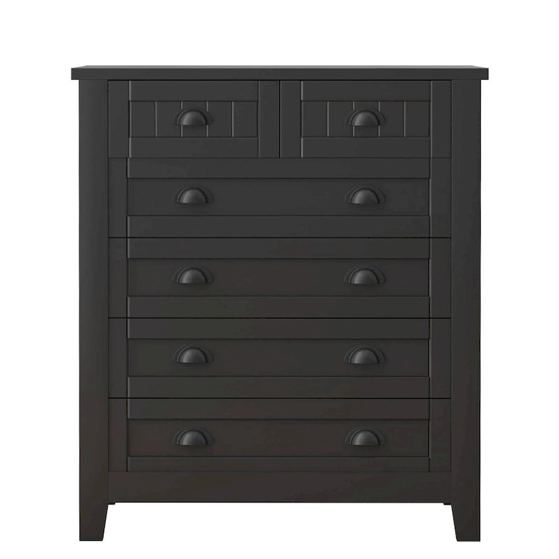 Drawer Dresser, Bedroom Storge Cabinet W/ Retro Shell-shaped Handle