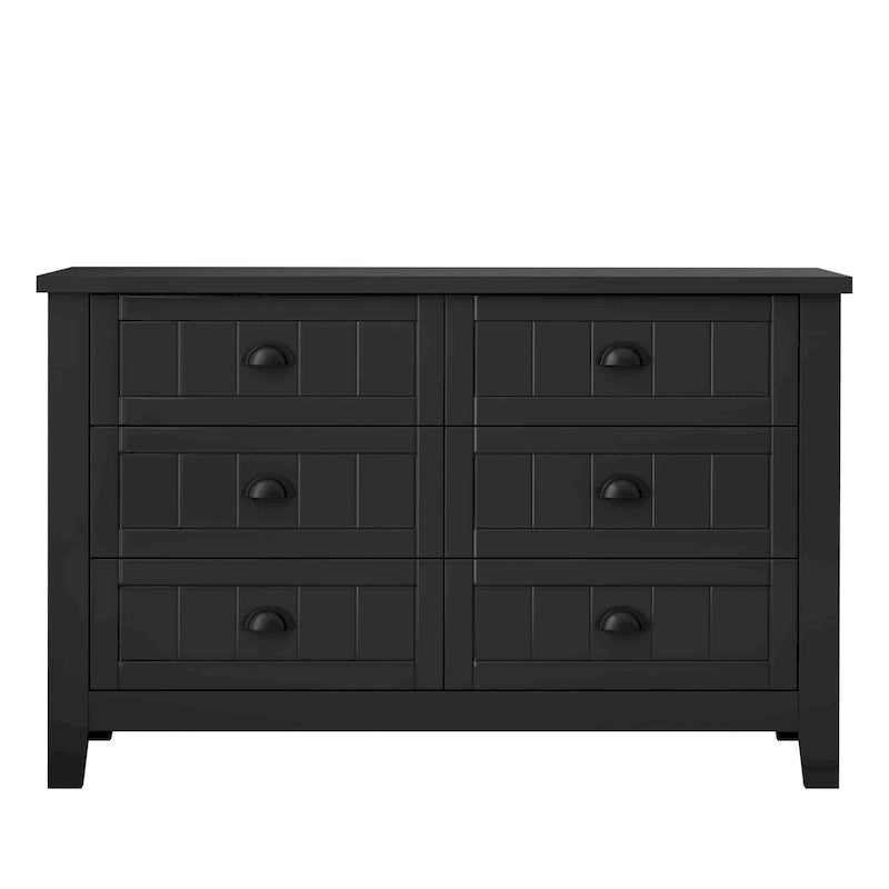 Drawer Dresser, Bedroom Storge Cabinet W/ Retro Shell-shaped Handle