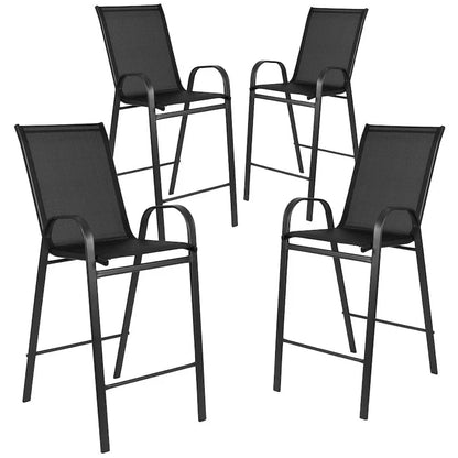 4 Pack Outdoor Barstools with Flex Comfort Material - Patio Stool
