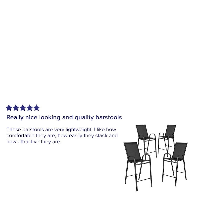 4 Pack Outdoor Barstools with Flex Comfort Material - Patio Stool