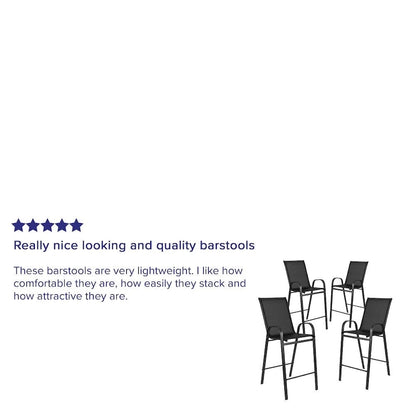 4 Pack Outdoor Barstools with Flex Comfort Material - Patio Stool
