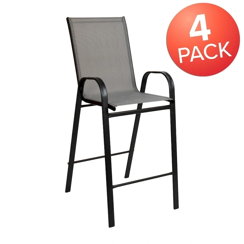 4 Pack Outdoor Barstools with Flex Comfort Material - Patio Stool