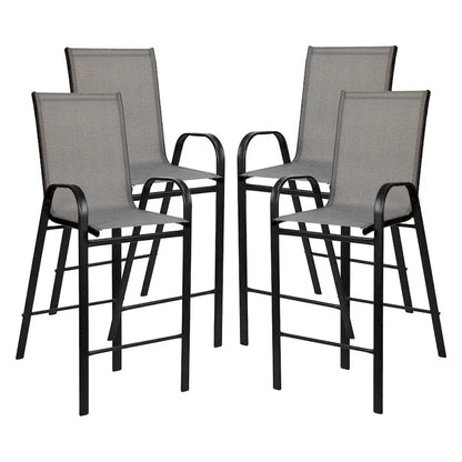 4 Pack Outdoor Barstools with Flex Comfort Material - Patio Stool