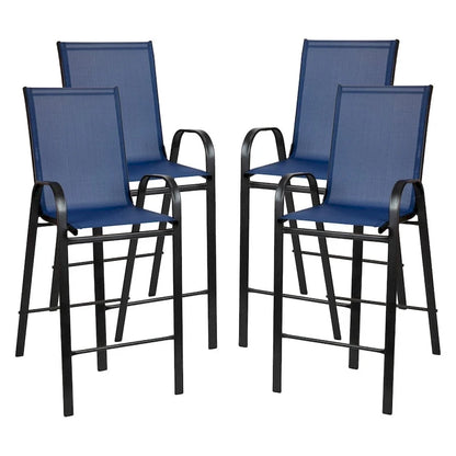 4 Pack Outdoor Barstools with Flex Comfort Material - Patio Stool