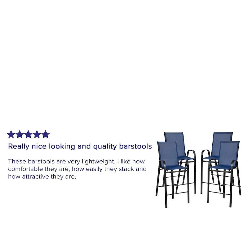 4 Pack Outdoor Barstools with Flex Comfort Material - Patio Stool