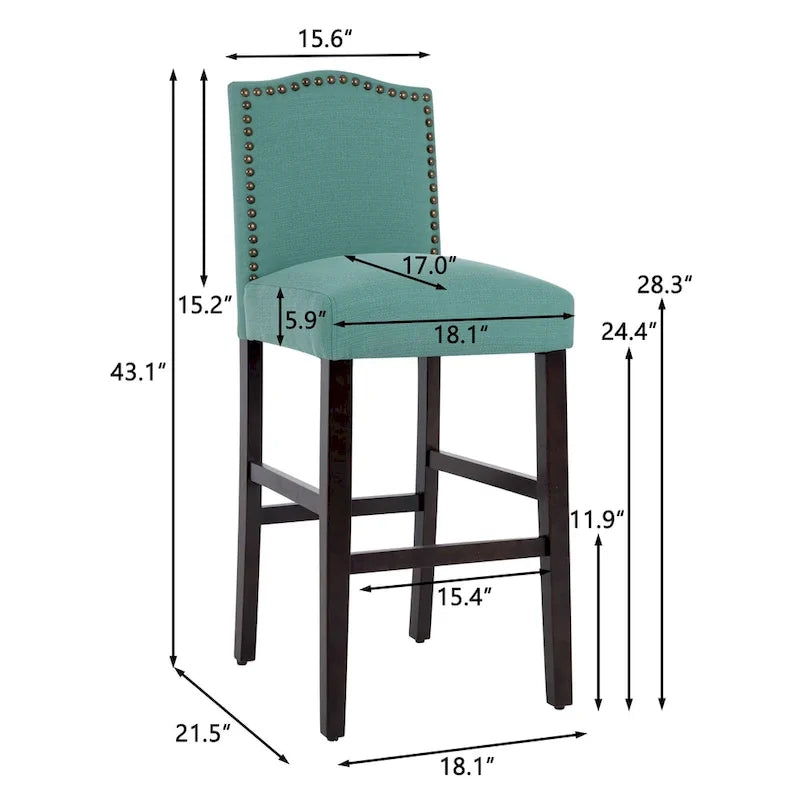 28 Inches Barstools Upholstered Bar Stools Pub Chairs Set of 2