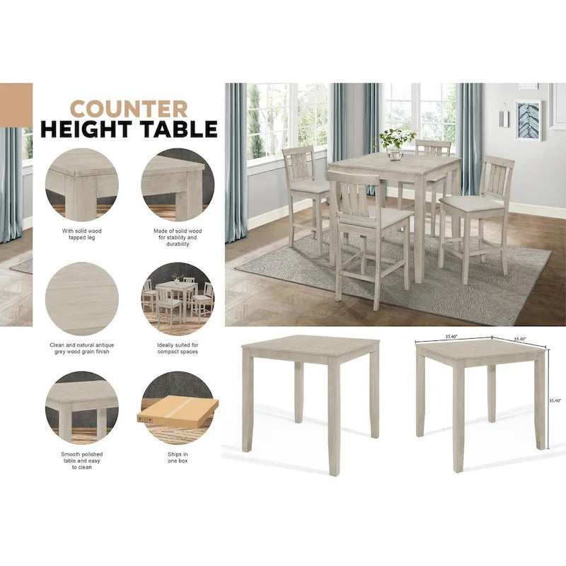 CraftPorch Clean-lines Counter Height Dining Table - Grey