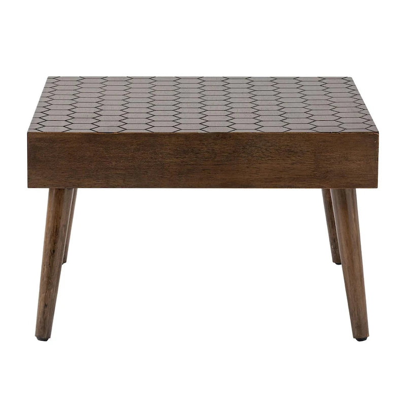 COSIEST Rustic Solid Wood Square Coffee Table for Living Room - 24W x 24L x 15.3H