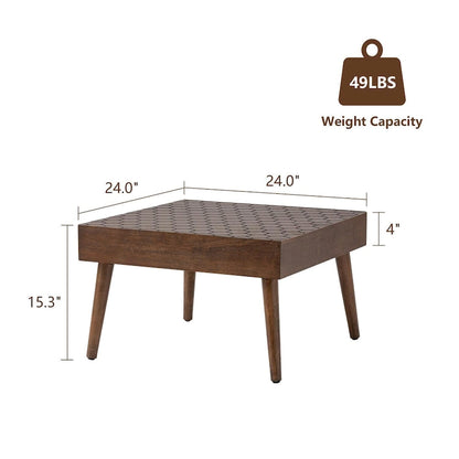 COSIEST Rustic Solid Wood Square Coffee Table for Living Room - 24W x 24L x 15.3H