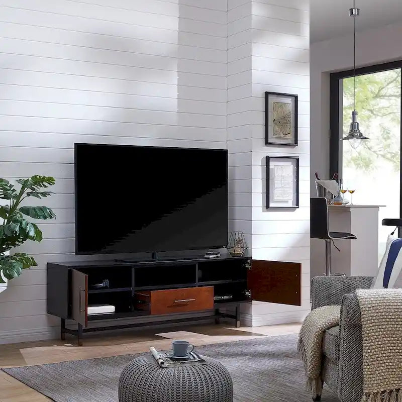 SEI Furniture Belize Mid-century Modern Media TV Stand for TV's up to 61