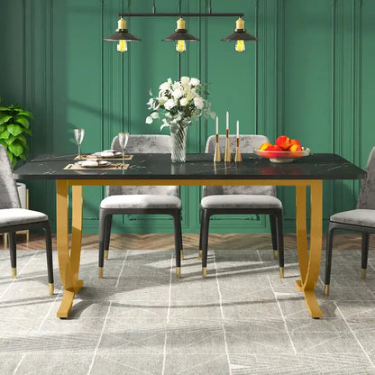 63 Inch Black Rectangular Dining Table for 4 to 6, 63 Inch Modern Kitchen Table