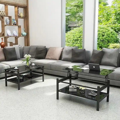Glass Lift Top Coffee Table, Black