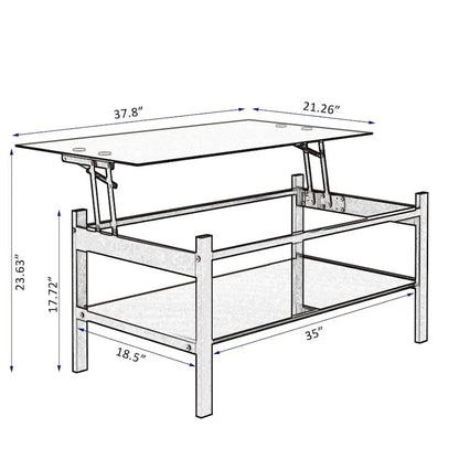 Glass Lift Top Coffee Table, Black