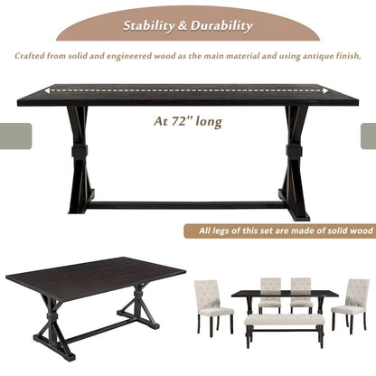 6-Piece Farmhouse Dining Table Set
