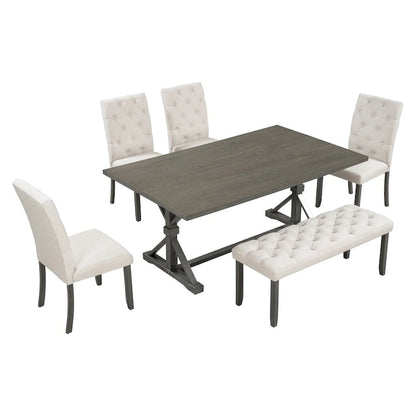 6-Piece Farmhouse Dining Table Set