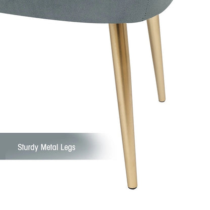 Adeco Velvet Bench Footrest, Bed End Stool Metal Legs, Dressing Chair