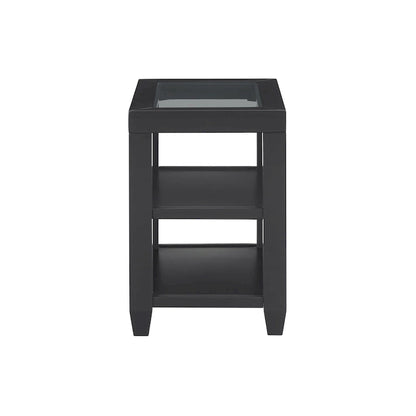 Cordero Wood and Glass Top 16-Inch Wide Chairside End Table with Shelf Storage
