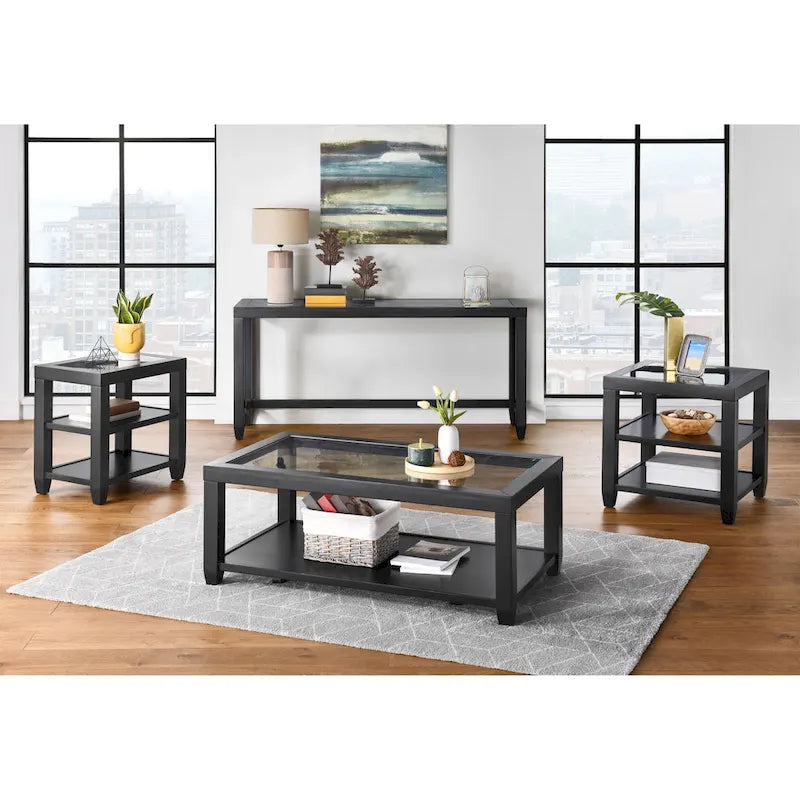 Cordero Wood and Glass Top 16-Inch Wide Chairside End Table with Shelf Storage