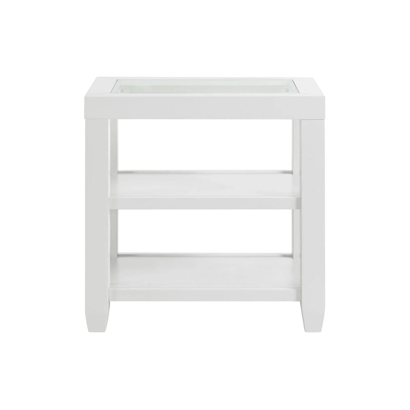 Cordero Wood and Glass Top 16-Inch Wide Chairside End Table with Shelf Storage
