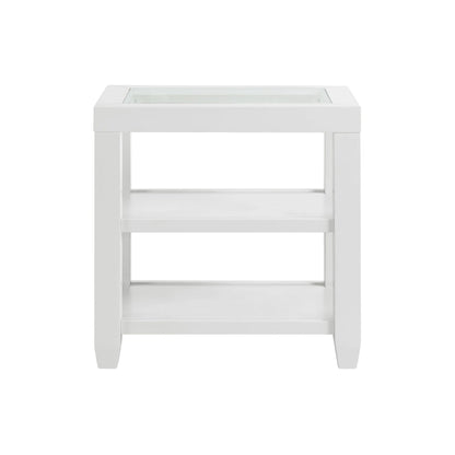 Cordero Wood and Glass Top 16-Inch Wide Chairside End Table with Shelf Storage